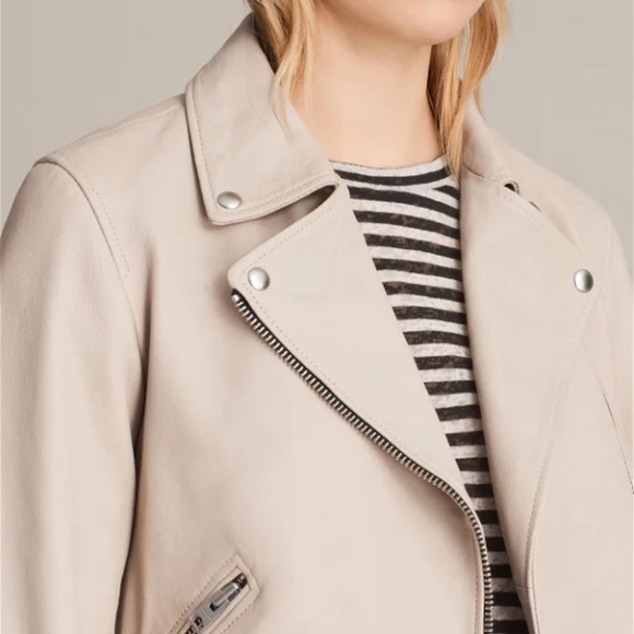 All Saints Cole Biker Leather Jacket - Sand (US 6) - Picture 2 of 8